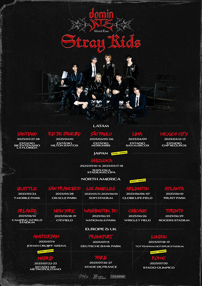 빌보드 선정 2025년 가장 흥행한 글로벌 투어 TOP 10