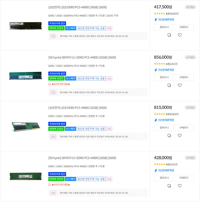 오늘의 램 싯가