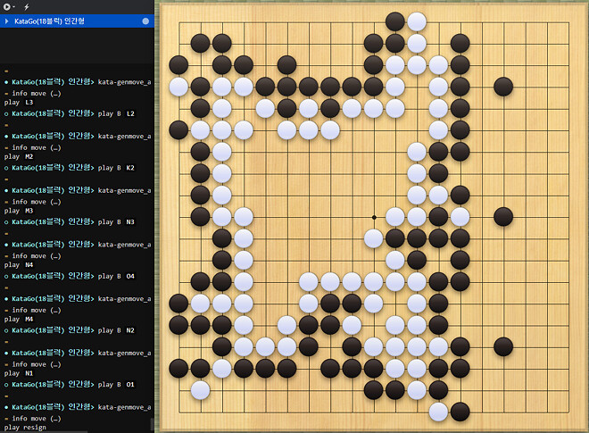 바둑) 카타고(AI) 16급에게 첫 승 ㅠㅠ (근데 영 모양이...)