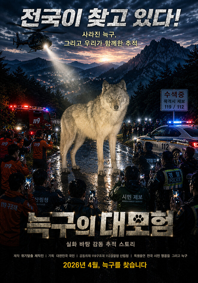 &amp;#039;늑구의 대모험&amp;#039; Ai 포스터 제작해봤습니다 ㅋㅋ