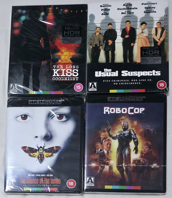 애로우 출시 4K(롱 키스 굿 나잇, 유주얼 서스펙트, 로보캅, 양들의 침묵) 판매합니다.