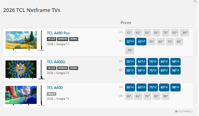 TCL 세 가지의 새로운 넥스트비전 TV 라인업으로 삼성 더 프레임에 조준