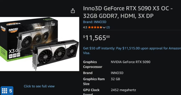 RTX 5090 재고 고갈로 가격 1만달러(1370만원) 돌파