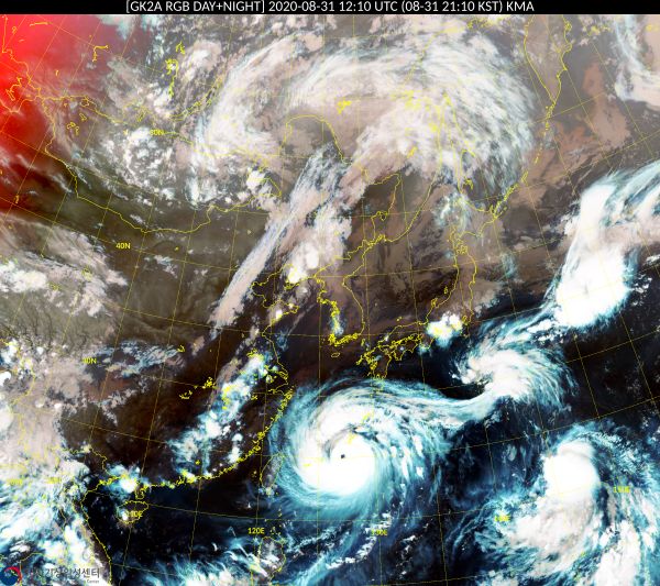 GK2A 위성영상: 2020년 08월 31일 21:10 (KST)