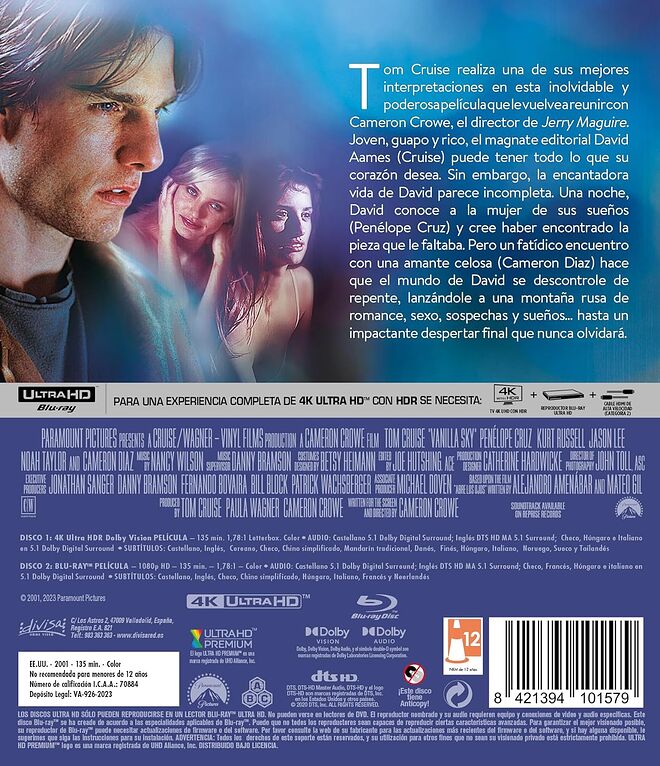 [바닐라 스카이(2001)] UHD 스페인판 한국어 자막 수록? - DPrime