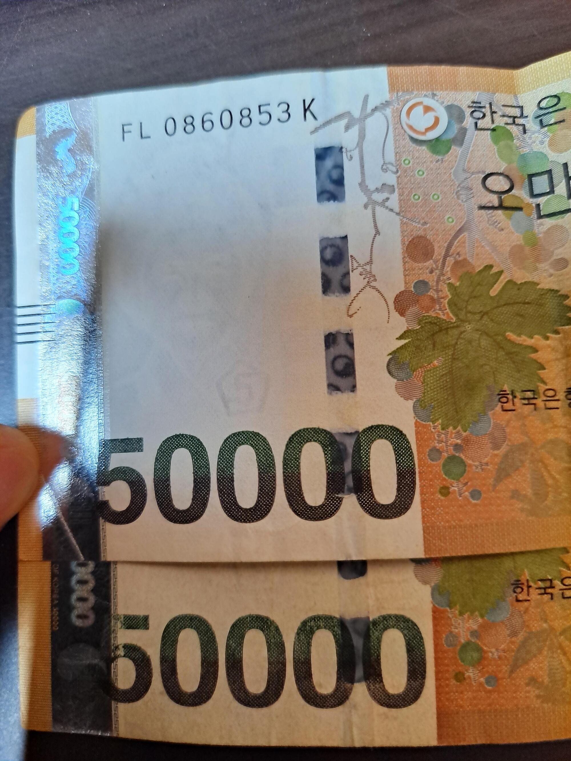 어느 지폐가 인쇄 오류일까요 - DVDPrime