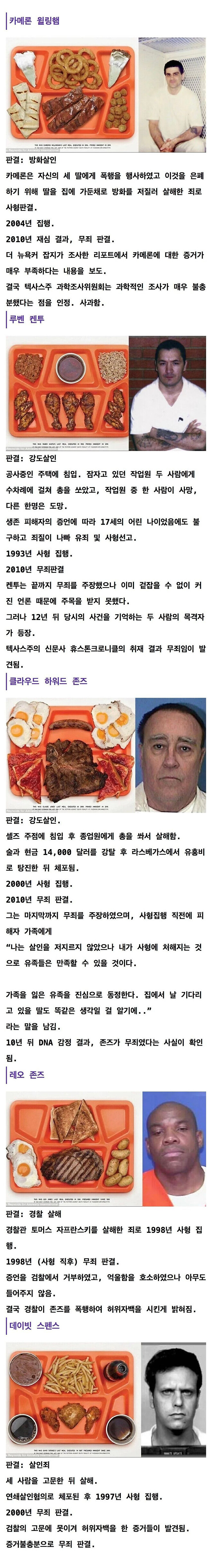 사형수 5명이 원한 마지막 식사