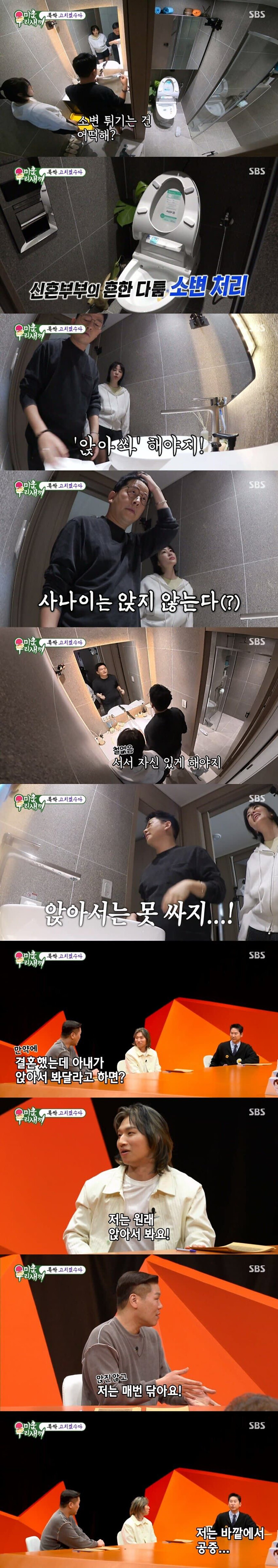 남자 화장실 소변 앉아쏴 vs 서서쏴 논쟁