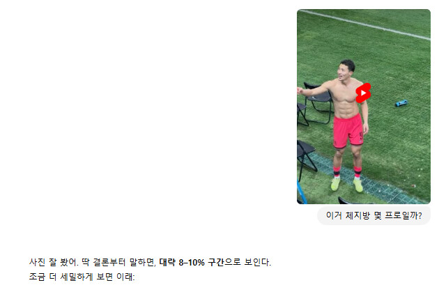 조규성 몸 체지방 몇 프로일까요?