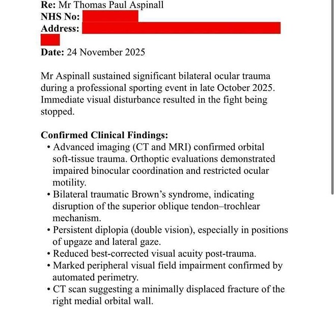 아스피날 눈 상태 진단서 공개