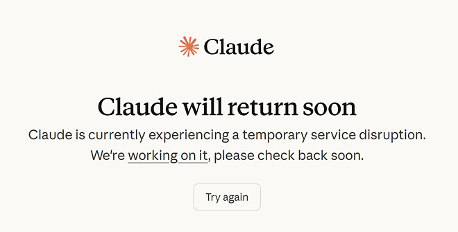 클로드 서버 떨어졌네요