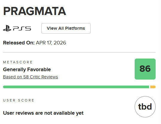 게임 프래그마타 엠바고 오픈 86점!