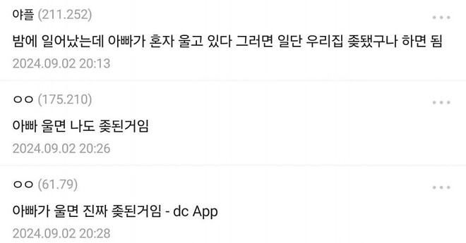 한 집안이 좃 됐다는 신호