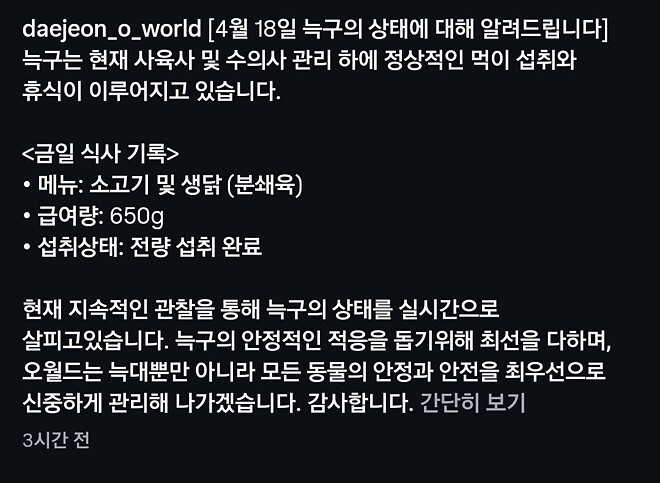 대전 오월드 - 늑구 근황