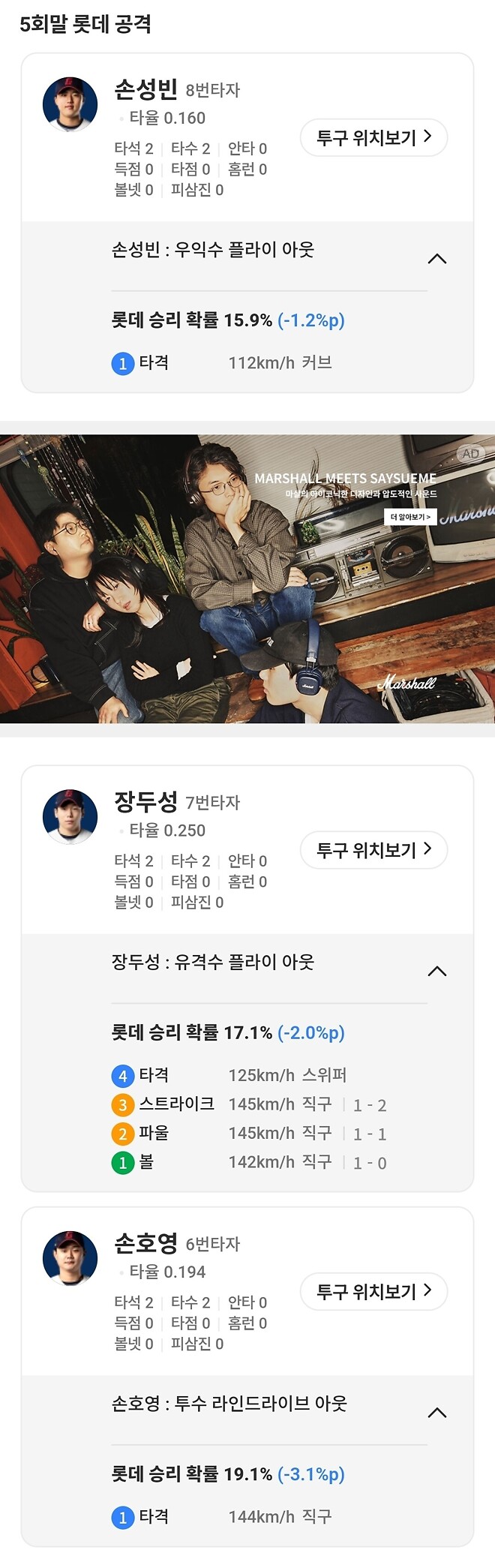 공 12개로 2이닝 삭제