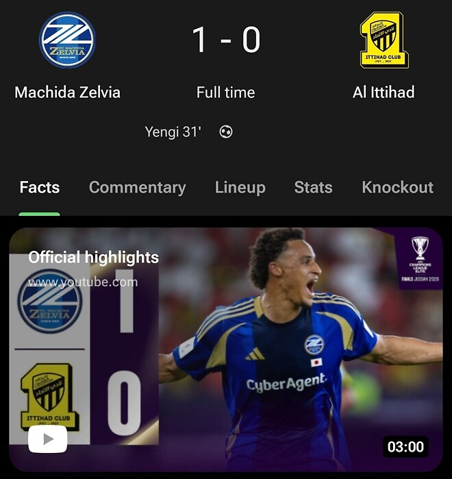 [ACLE] J리그 빗셀고베, 마치다가 중동팀 이기고 4강 진출