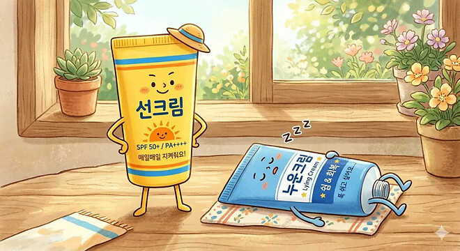 여름에 선크림 눕혀서 보관하지 마십시오.JGP
