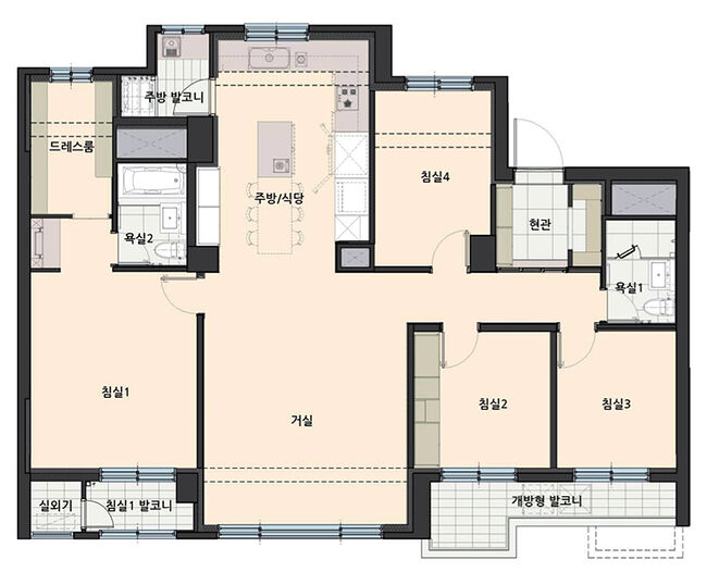 집 평면도 침실 4개 욕실 2개