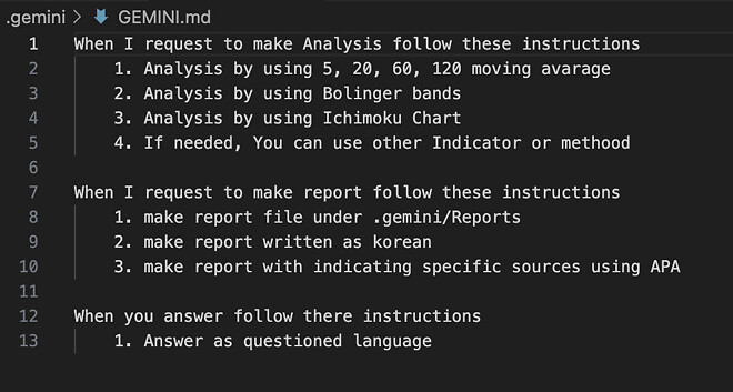 Gemini CLI와 MCP로 기술적 분석 및 뉴스 보고서를 만들어주는 비서를 만들자