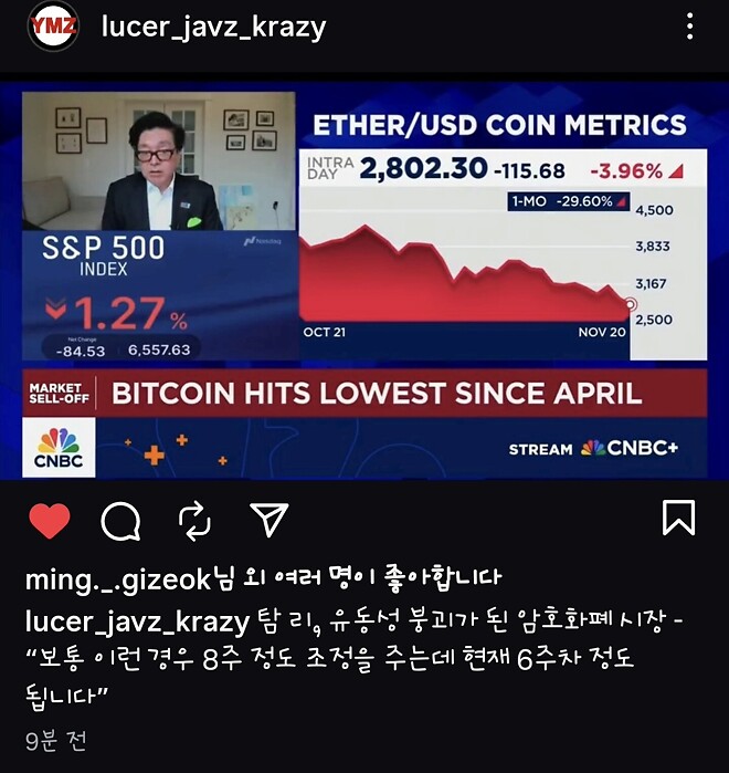 탐 리, 유동성 붕괴가 된 암호화폐 시장