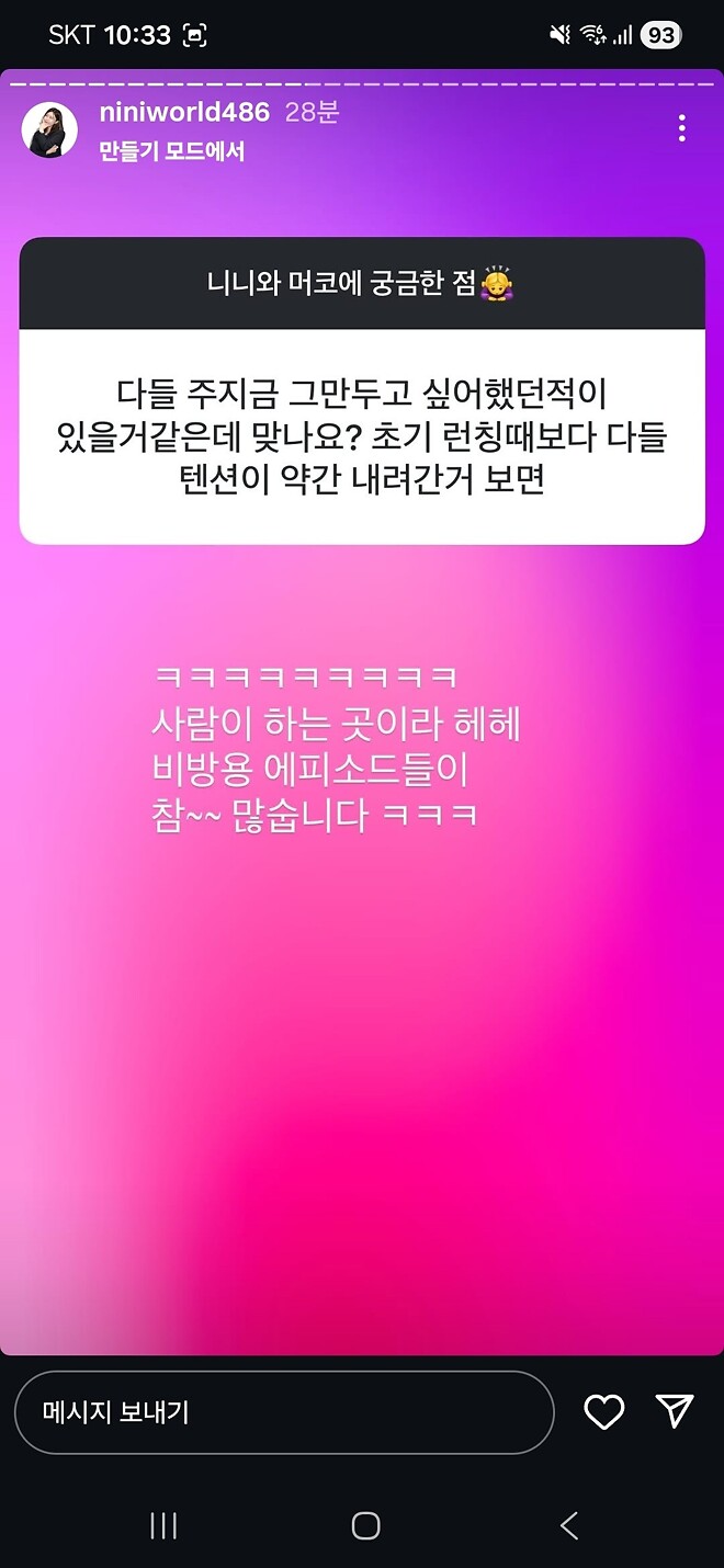 니니누나 인스타로 질문 받는 중(마감됨)