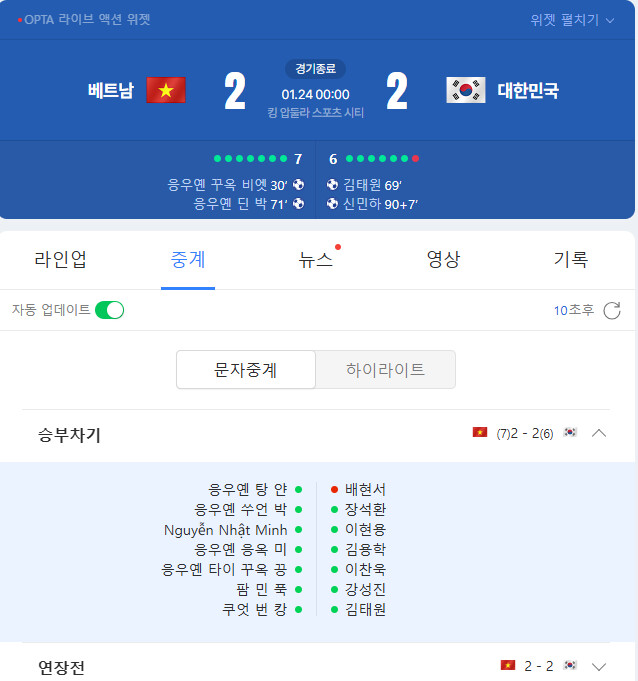 속보) u-23 아시안컵 4위...!!!