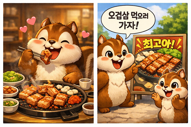 🐿️..친구들아 제주 돼지 사자... 참 맛있다...