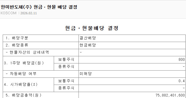 니니반도체 배당 공시.