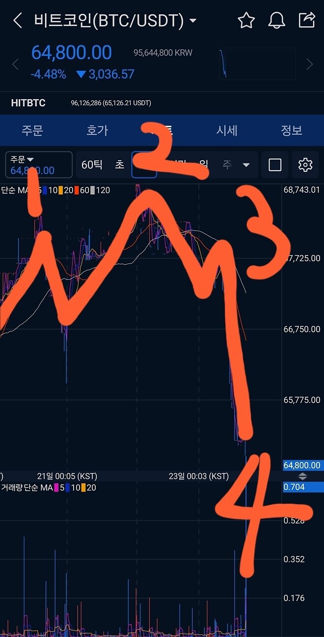 비트코인 헤드 앤 숄더 (내맘대로차트)
