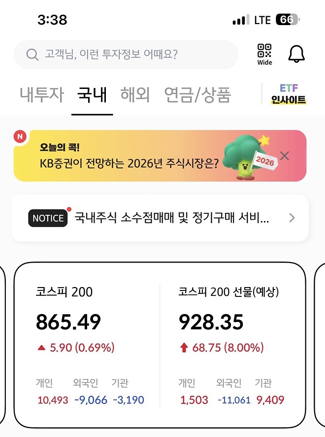 시외에서 코스피 선물 +8퍼 돌파