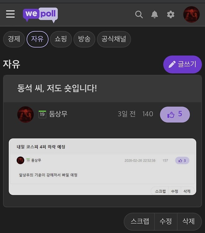 일평균 4퍼 하락 맞춤