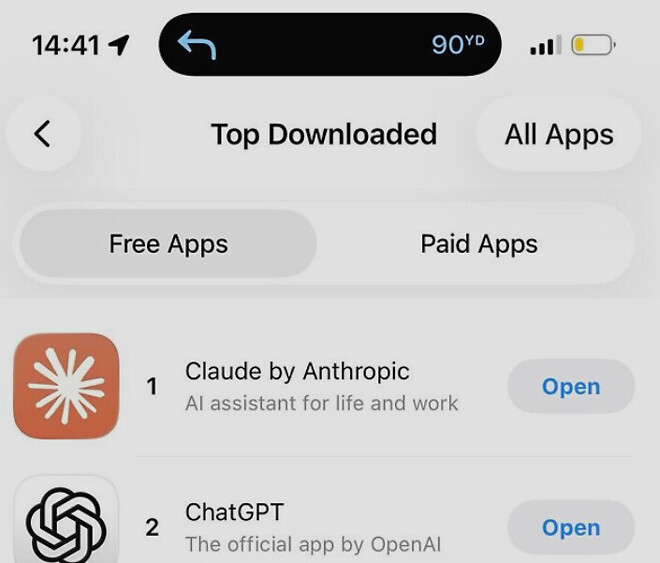이 와중에 가장 많이 다운로드된 AI된 클로드