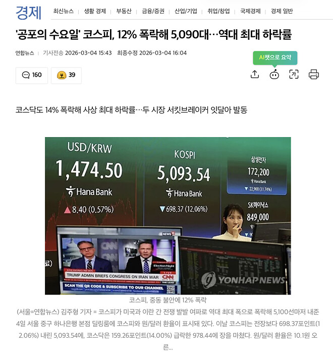 ??? : 뭐? 어제 코스피 하락이 역대 최대가 아니었어?