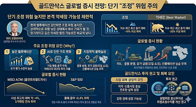 골드만삭스 &ldquo;글로벌 주식, 약세장 가능성은 낮아&rdquo;