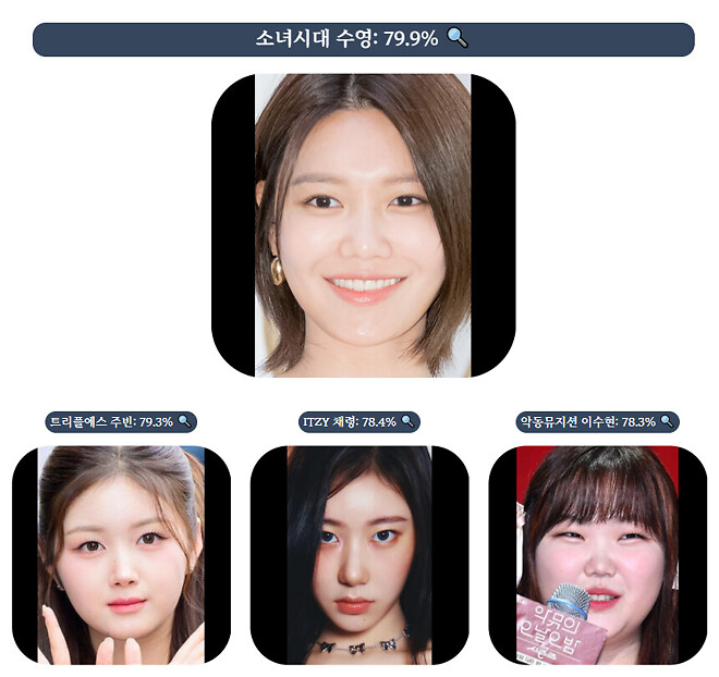 ai가 분석한 니니 누나 닮은 연예인