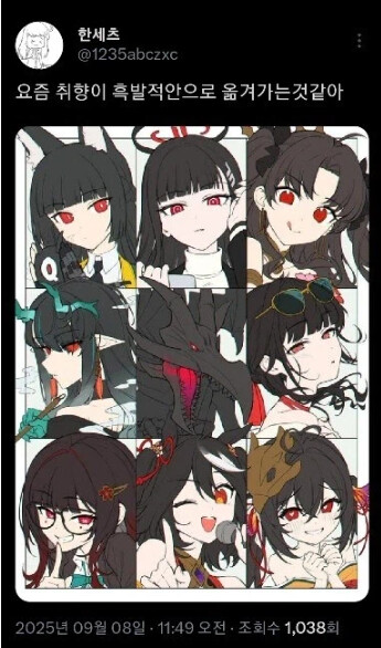 요즘 취향이 흑발적안으로 가는 것 같아