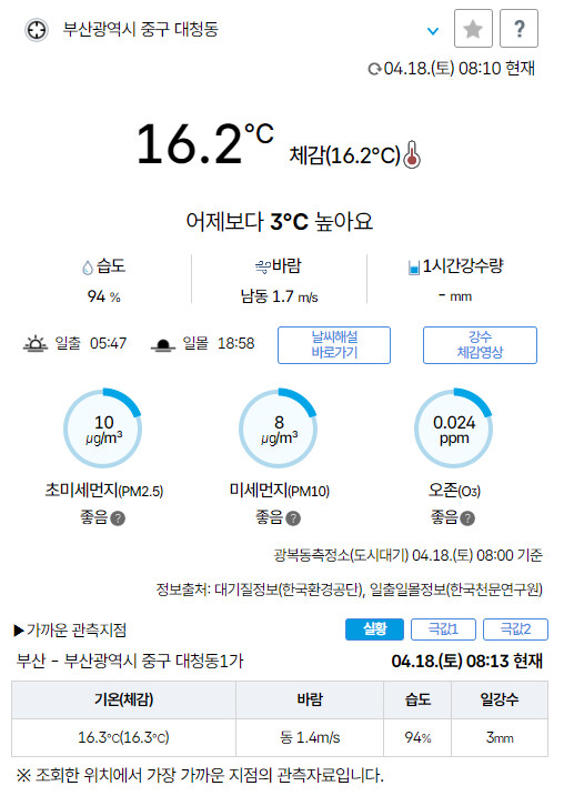 부산에 비 안오겠디...?