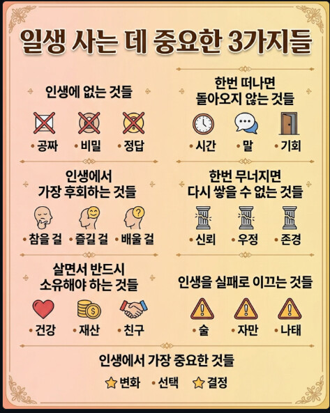 일생 사는데 중요한 3가지