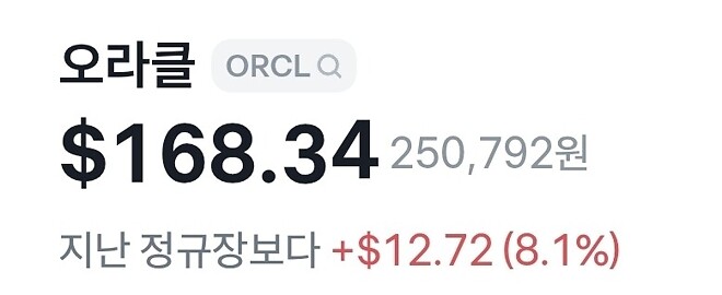 오라클 상승 중...?