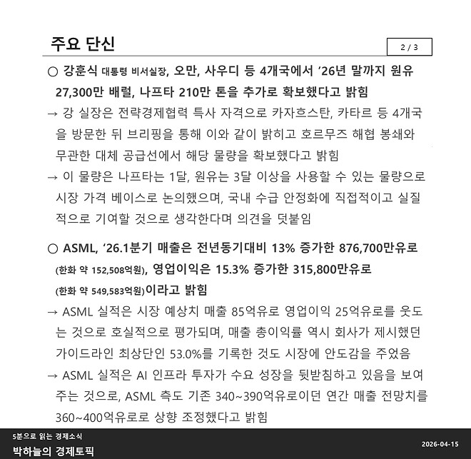 박하늘의 경제토픽_2026.04.16(1060회차)