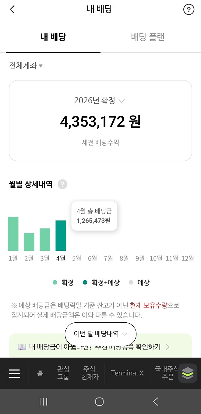 26년 4월 배당금 정산